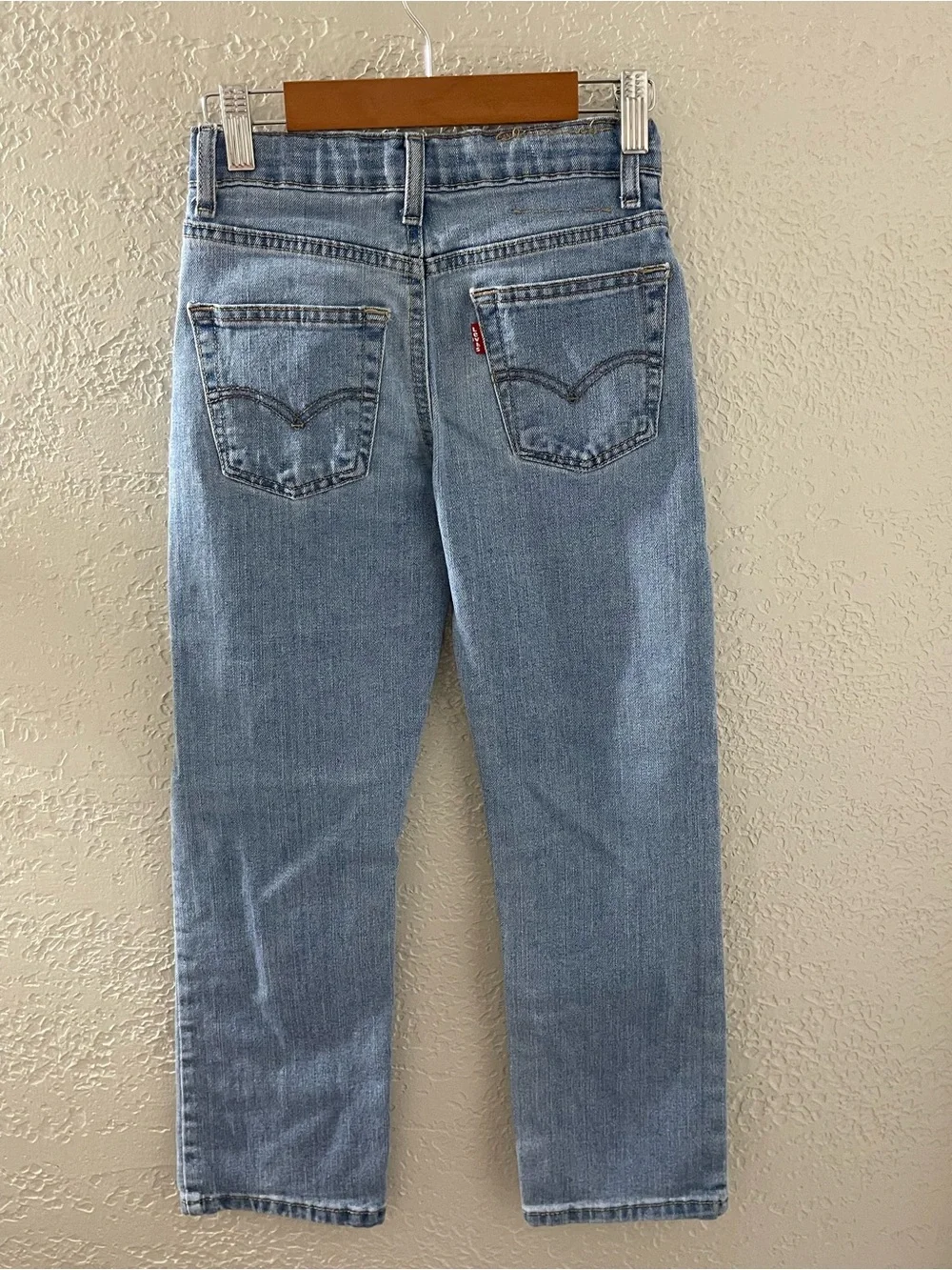 Levi's Boys Performance 514 Straight Light Blue Denim Distressed Jeans Size 8